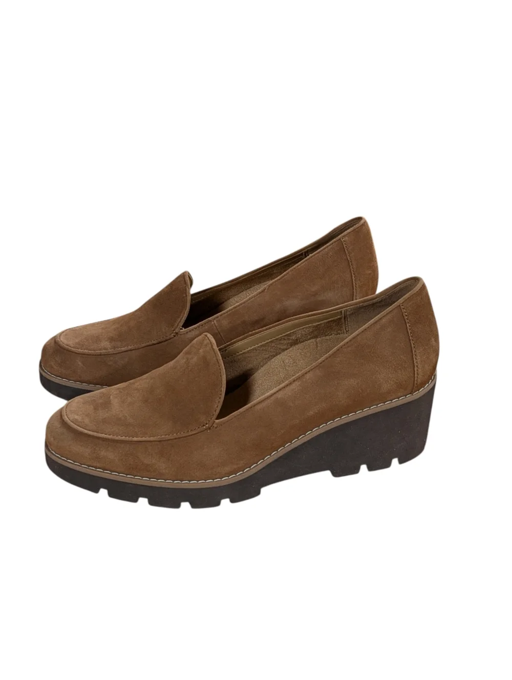 Vionic Ava Suede Wedge Loafer Brown Size 10 Wide - Picture 12 of 12